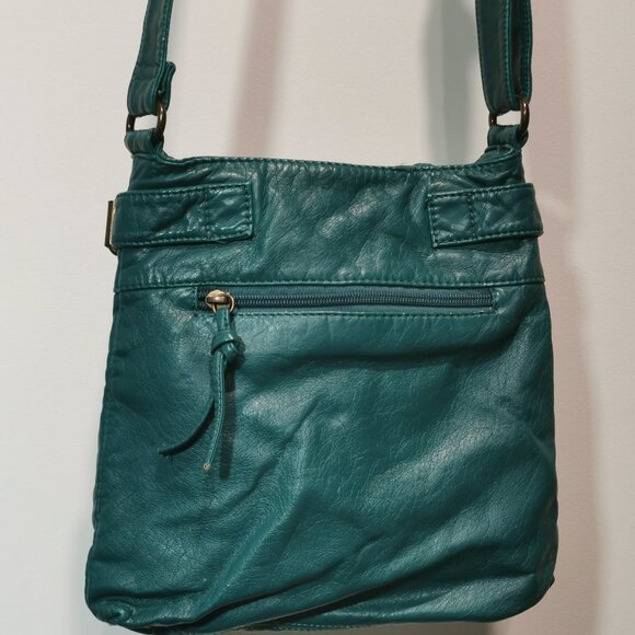 Aqua/Brass Faux Leather Crossbody EUC #245 - Picture 3 of 16